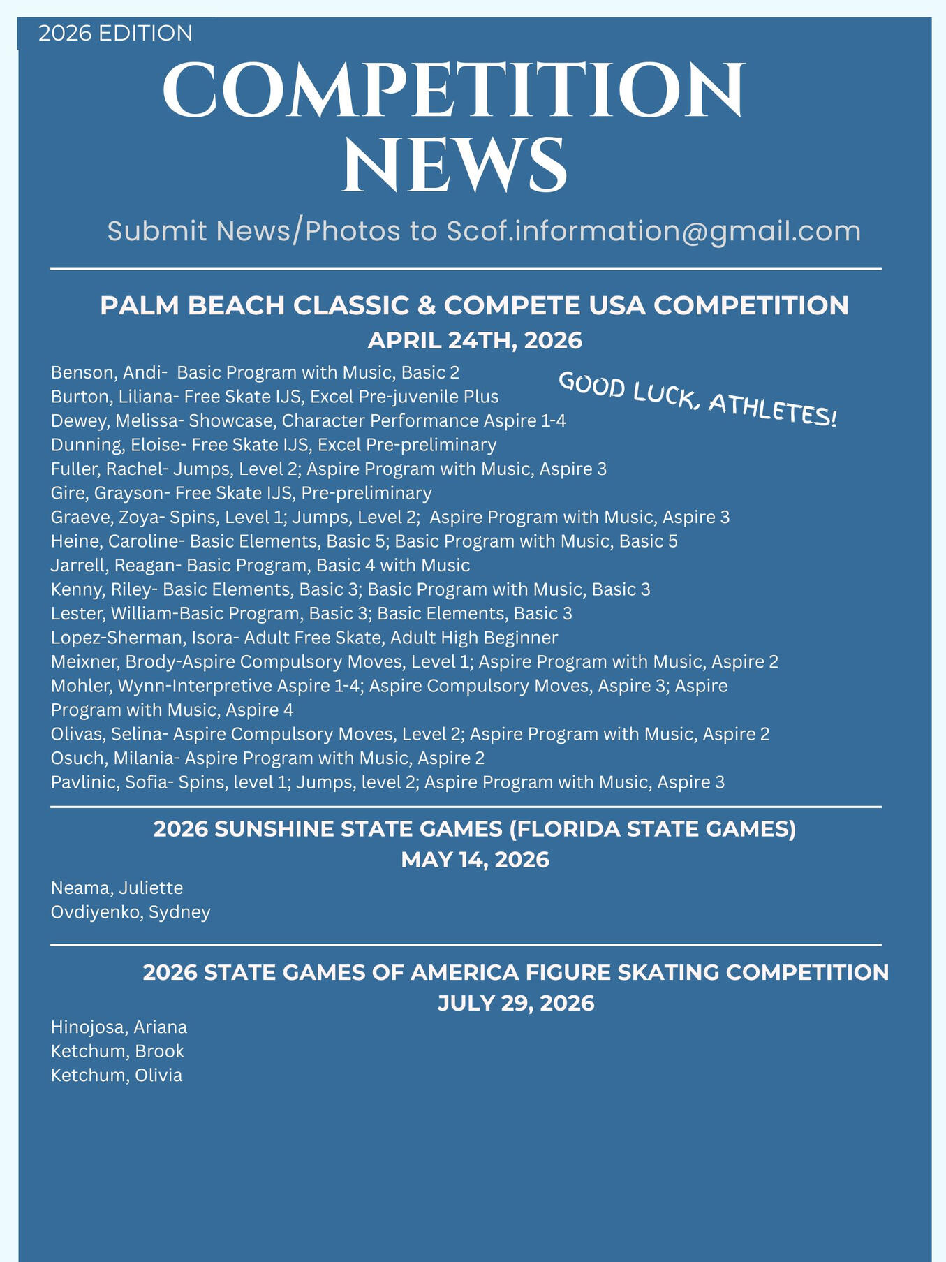 Send us your competition results!